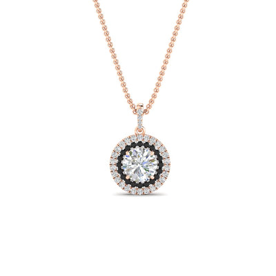 Women Double Halo Pendant Necklace