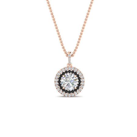 Women Double Halo Pendant Necklace
