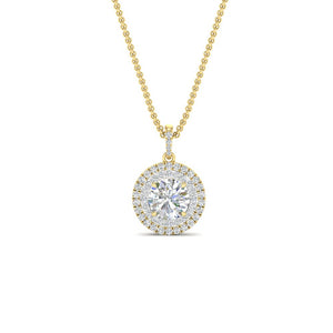 Women Double Halo Pendant Necklace