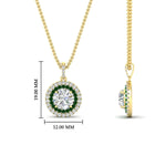 Load image into Gallery viewer, 1-carat-double-halo-emerald-round-pendant-necklace-in-yellow-gold-FDPD1190ROGEMGRANGLE2-NL-1CT-YG