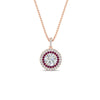 Load image into Gallery viewer, 1-carat-double-halo-pink-sapphire-round-pendant-necklace-in-rose-gold-FDPD1190ROGSADRPIANGLE1-NL-1CT-RG-T.jpg?v=1768457619