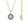 Load image into Gallery viewer, 1-carat-double-halo-pink-sapphire-round-pendant-necklace-in-yellow-gold-FDPD1190ROGSADRPIANGLE2-NL-1CT-YG-T.jpg?v=1765435909