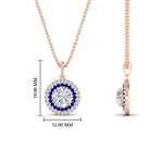 Load image into Gallery viewer, 1-carat-double-halo-sapphire-round-pendant-necklace-in-rose-gold-FDPD1190ROGSABLANGLE2-NL-1CT-RG