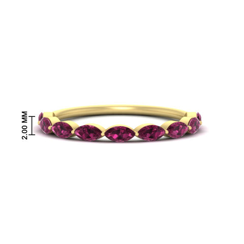 1-carat-east-west-marquise-pink-sapphire-stacking-wedding-band-in-yellow-gold-FD8398MQBGSADRPI-1.00CT-NL-YG-HW