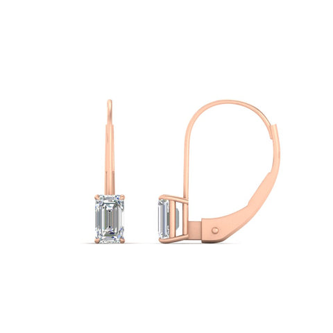 1-carat-emerald-diamond-lever-back-solitaire-earrings-in-rose-gold-FD-EAR9225EM-1.00 CT-NL-RG