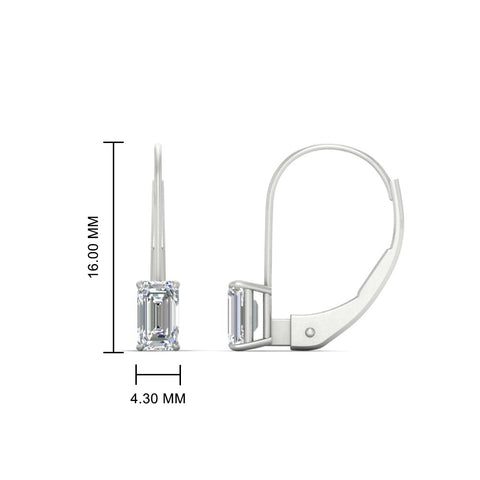 1-carat-emerald-diamond-lever-back-solitaire-earrings-in-white-gold-FD-EAR9225EM-1.00 CT-NL-WG