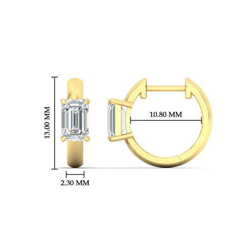 1 Carat Solitaire Diamond Huggie Hoop Earrings