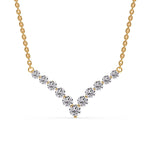 Load image into Gallery viewer, V+Shaped+Graduated+Diamond+Anniversary+Necklace+Gifts+In+14K+Yellow+Gold-Fancy1-FDNK8068-1.00+CT

