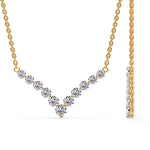 Load image into Gallery viewer, V+Shaped+Graduated+Diamond+Anniversary+Necklace+Gifts+In+14K+Yellow+Gold-Fancy1-FDNK8068-1.00+CT
