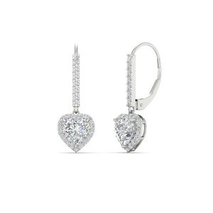 1 Carat Heart Shape Lever Back Diamond Earring