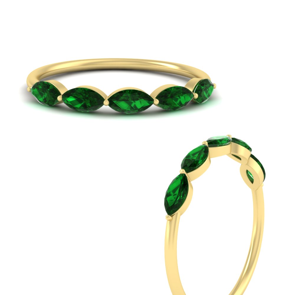 1-carat-horizontal-marquise-emerald-anniversary-band-in-yellow-gold-FD9346MQBGEMGRANGLE3-1.00CT-NL-YG