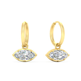 Marquise Diamond Dangling Huggie Earrings