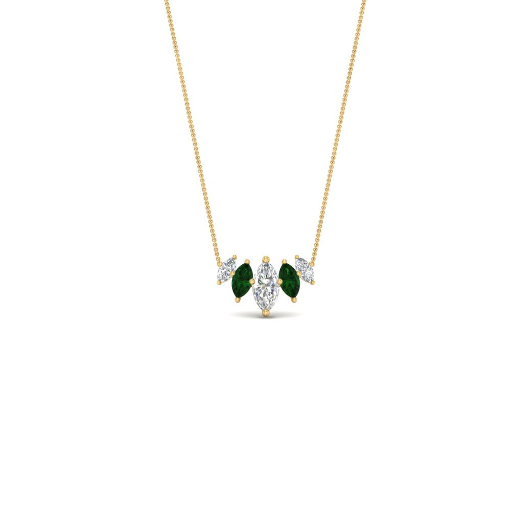 1-carat-marquise-graduating-diamond-pendant-with-emerald-in-FD-NK11130GEMGR-1.00CT-NL-YG