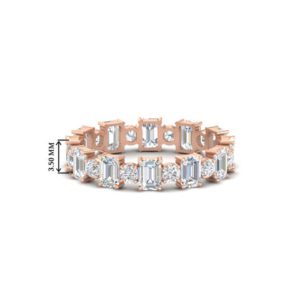 1 Carat Mixed Shape Emerald And Round Diamond Eternity Band