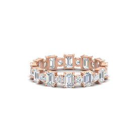 1 Carat Mixed Shape Emerald And Round Diamond Eternity Band