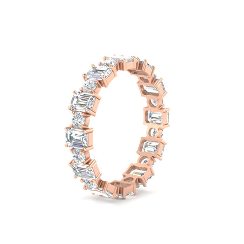 1 Carat Mixed Shape Emerald And Round Diamond Eternity Band