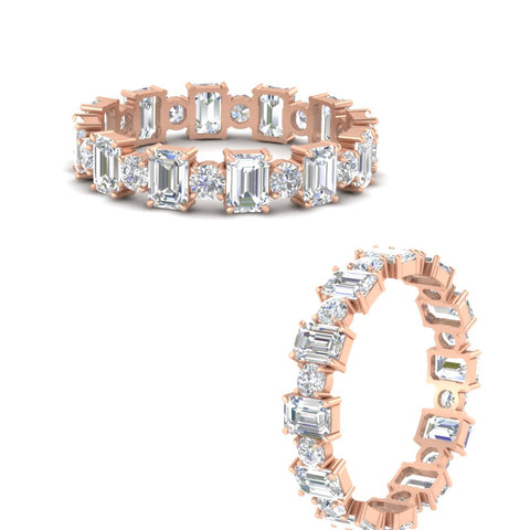 1 Carat Mixed Shape Emerald And Round Diamond Eternity Band