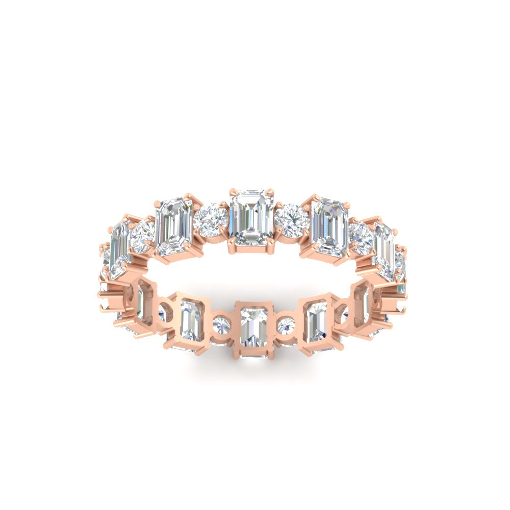 1 Carat Mixed Shape Emerald And Round Diamond Eternity Band