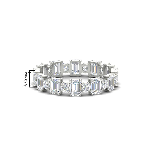 1 Carat Mixed Shape Emerald And Round Diamond Eternity Band