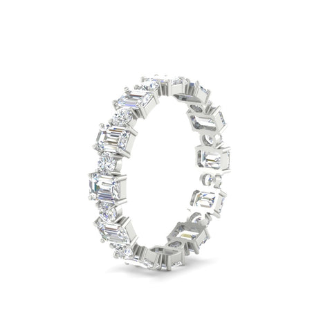 1 Carat Mixed Shape Emerald And Round Diamond Eternity Band