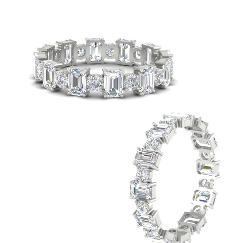 1 Carat Mixed Shape Emerald And Round Diamond Eternity Band