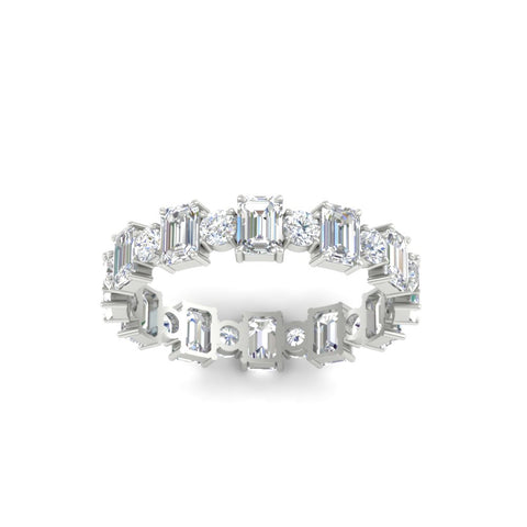 1 Carat Mixed Shape Emerald And Round Diamond Eternity Band