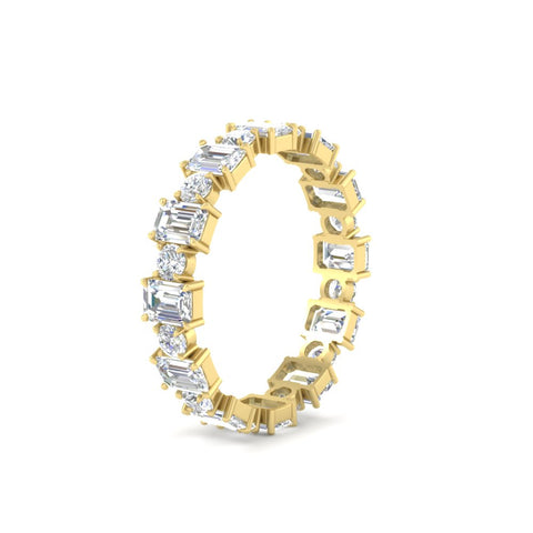 1 Carat Mixed Shape Emerald And Round Diamond Eternity Band