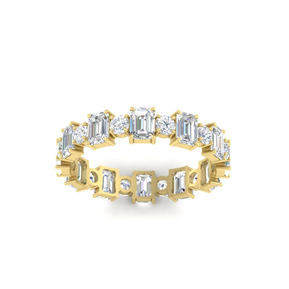1 Carat Mixed Shape Emerald And Round Diamond Eternity Band
