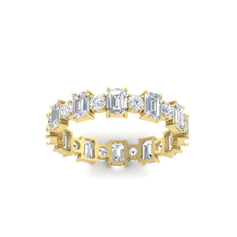 1 Carat Mixed Shape Emerald And Round Diamond Eternity Band