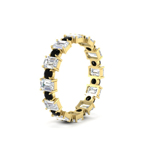1 Carat Mixed Shape Emerald And Round Diamond Eternity Band