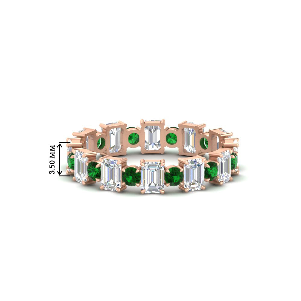 1 Carat Mixed Shape Emerald And Round Diamond Eternity Band