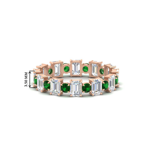1 Carat Mixed Shape Emerald And Round Diamond Eternity Band