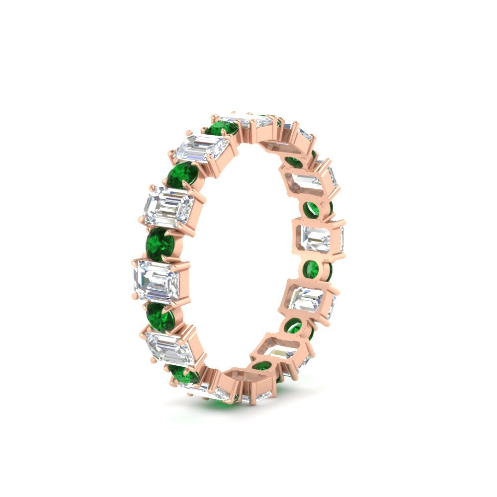 1 Carat Mixed Shape Emerald And Round Diamond Eternity Band