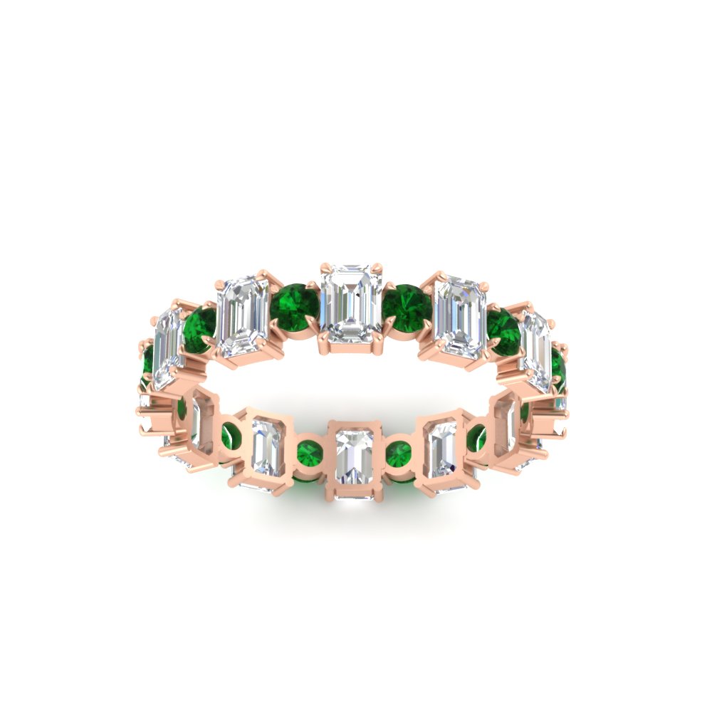 1 Carat Mixed Shape Emerald And Round Diamond Eternity Band