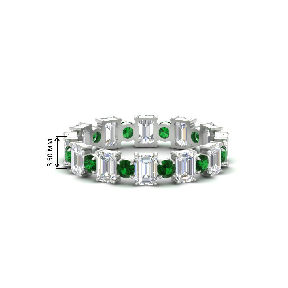 1 Carat Mixed Shape Emerald And Round Diamond Eternity Band