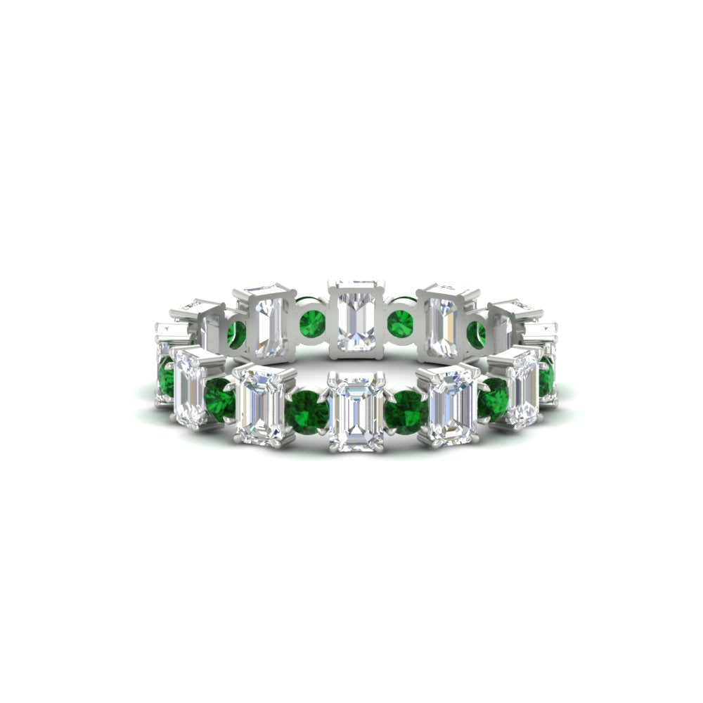 1 Carat Mixed Shape Emerald And Round Diamond Eternity Band