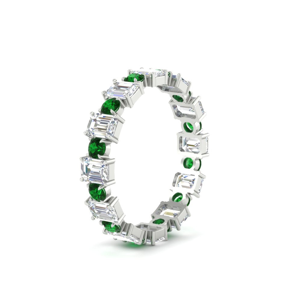1 Carat Mixed Shape Emerald And Round Diamond Eternity Band
