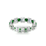 Load image into Gallery viewer, 1 Carat Mixed Shape Emerald And Round Diamond Eternity Band
