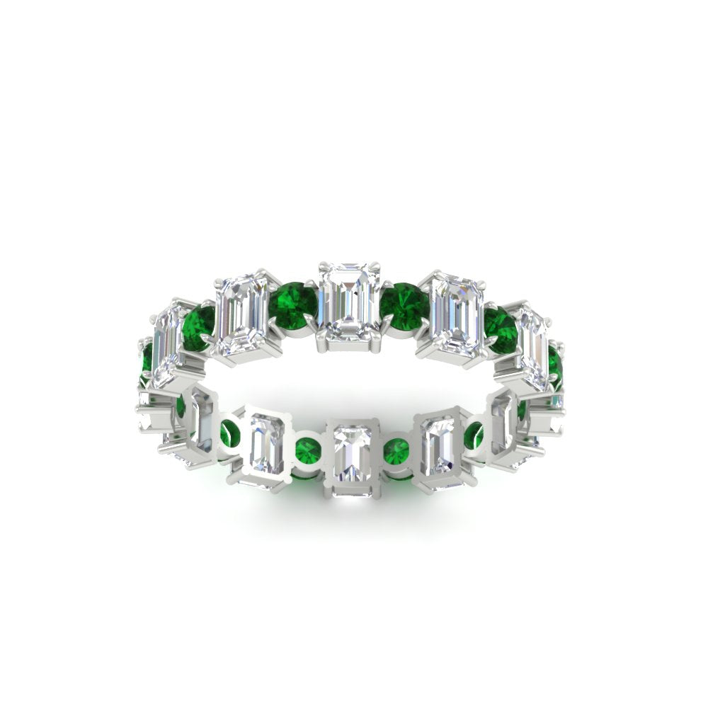 1 Carat Mixed Shape Emerald And Round Diamond Eternity Band