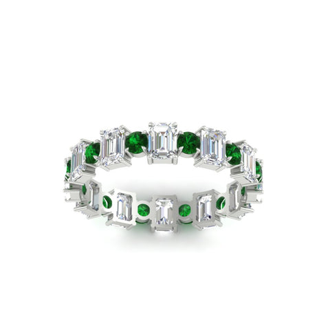 1 Carat Mixed Shape Emerald And Round Diamond Eternity Band