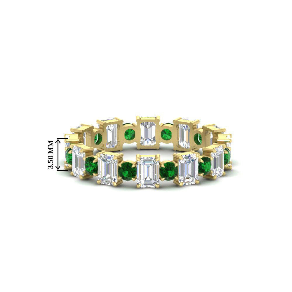 1 Carat Mixed Shape Emerald And Round Diamond Eternity Band