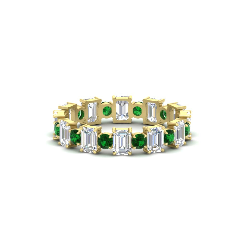 1 Carat Mixed Shape Emerald And Round Diamond Eternity Band