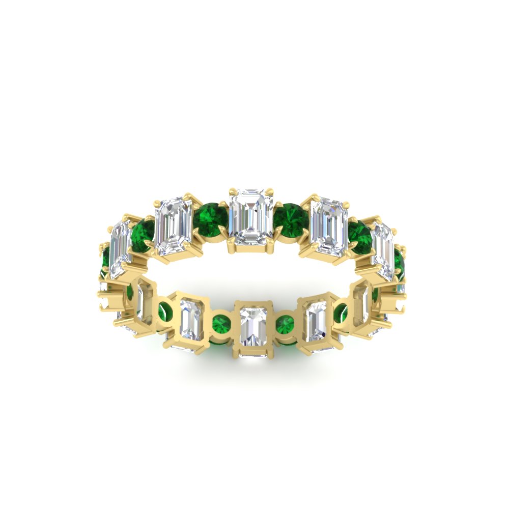 1 Carat Mixed Shape Emerald And Round Diamond Eternity Band