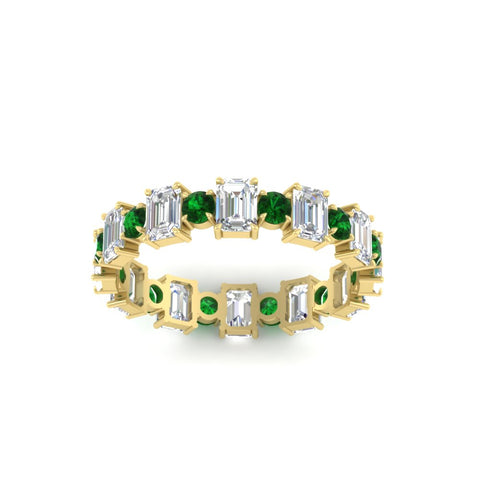 1 Carat Mixed Shape Emerald And Round Diamond Eternity Band