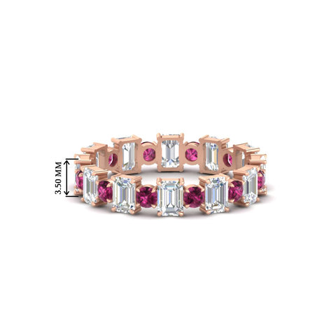 1 Carat Mixed Shape Emerald And Round Diamond Eternity Band