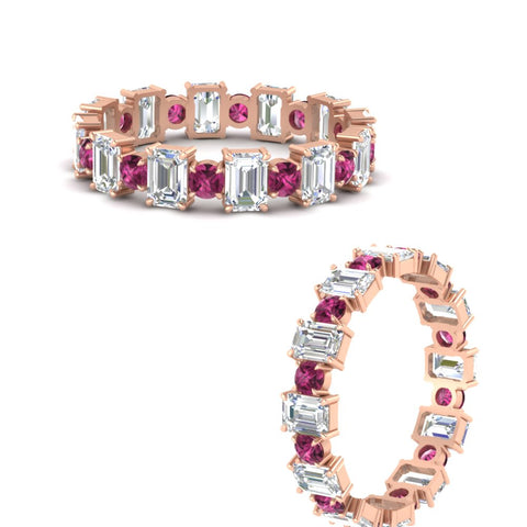 1 Carat Mixed Shape Emerald And Round Diamond Eternity Band