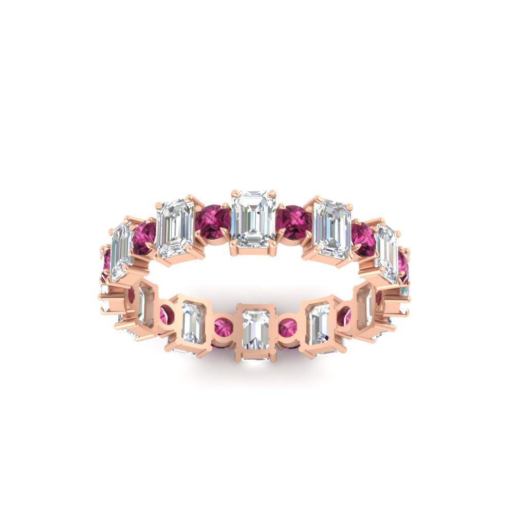 1 Carat Mixed Shape Emerald And Round Diamond Eternity Band