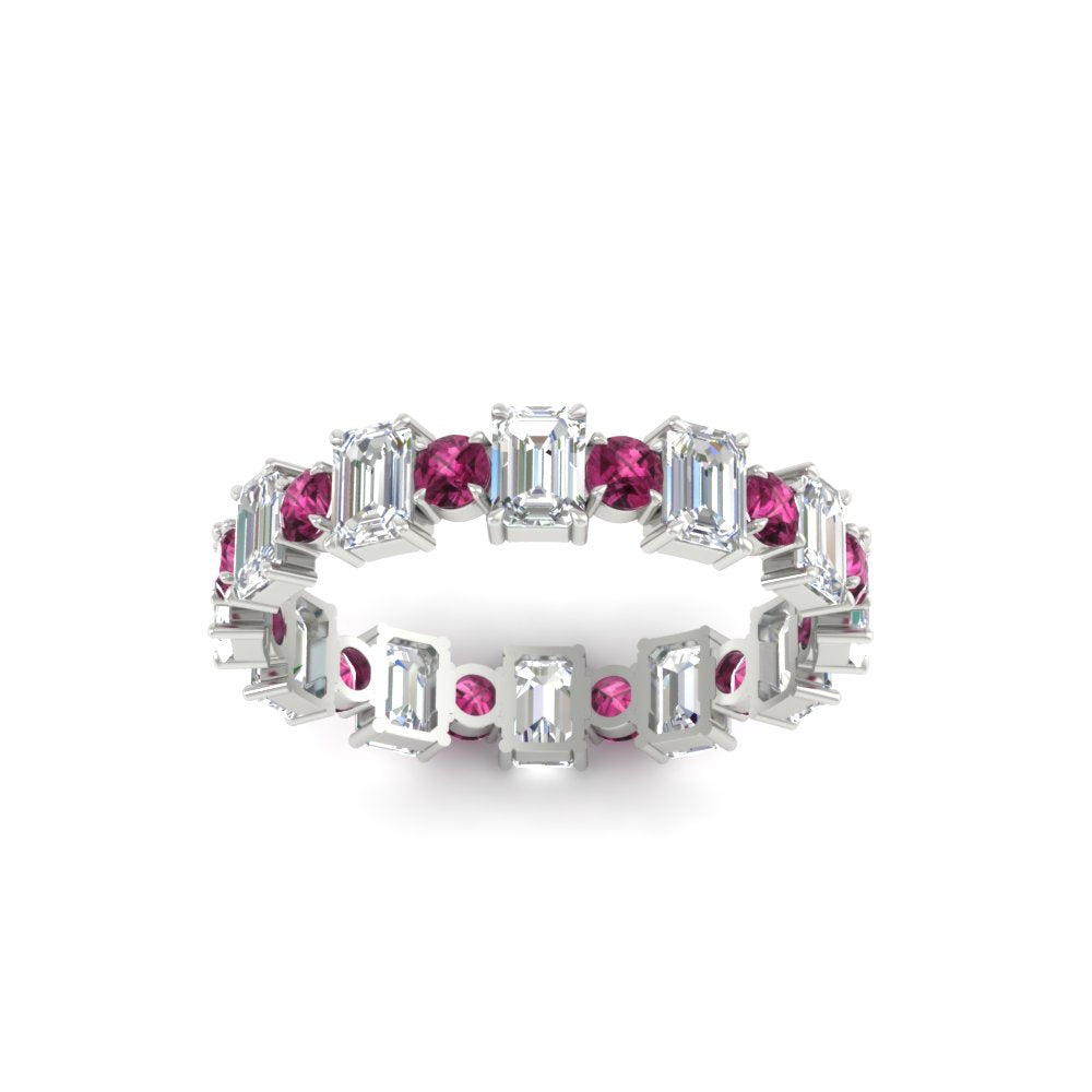 1 Carat Mixed Shape Emerald And Round Diamond Eternity Band