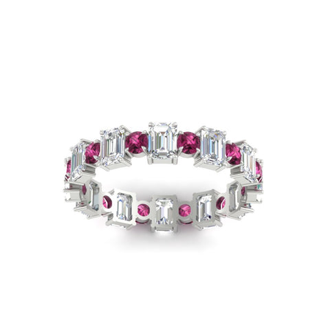 1 Carat Mixed Shape Emerald And Round Diamond Eternity Band