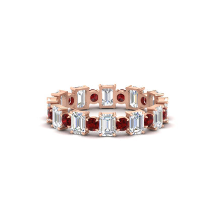 1 Carat Mixed Shape Emerald And Round Diamond Eternity Band